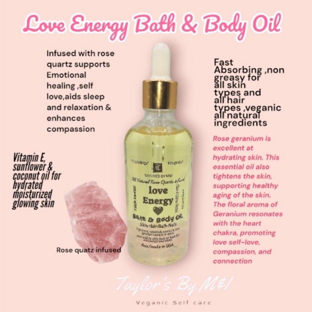 Veganic Crystal Infused Love Energy Bath & Body Oil